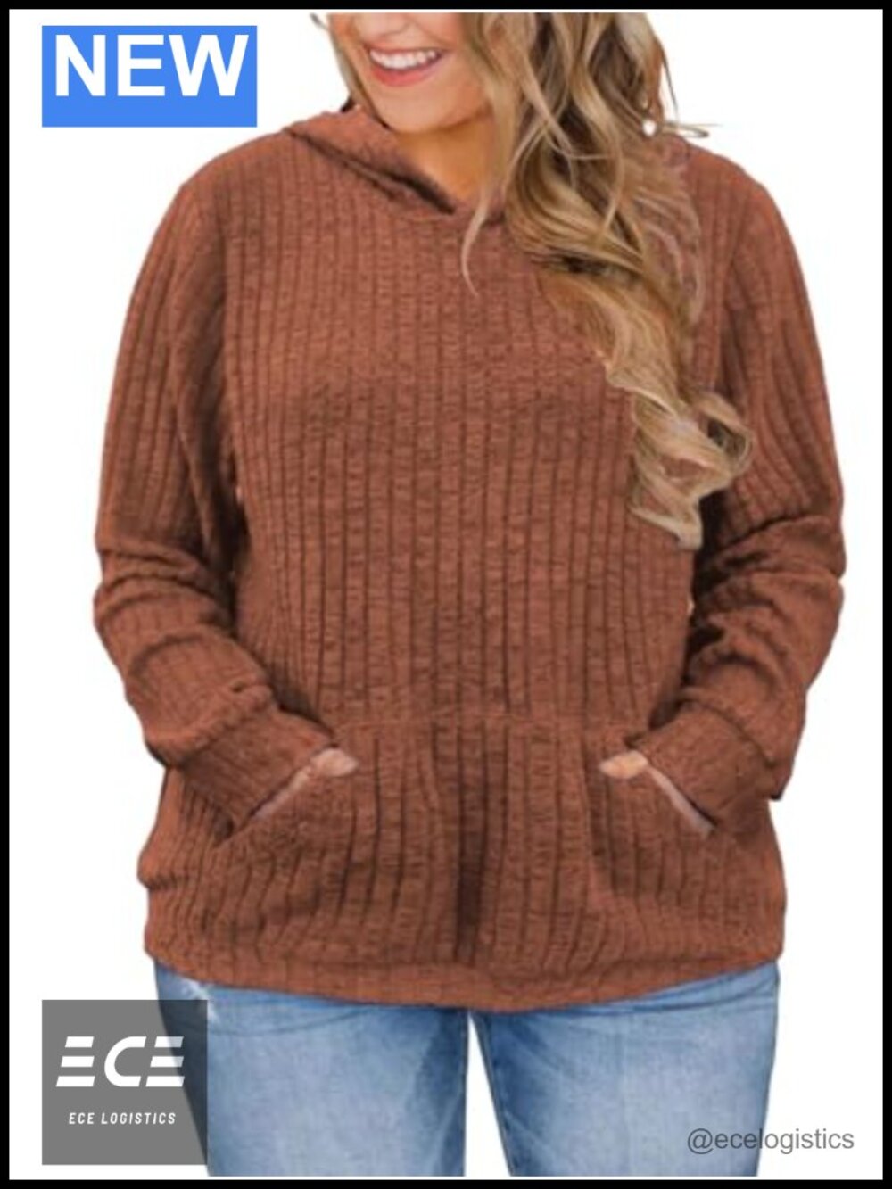 Plus Size Hoodie Kangaroo Pocket Sweatshirt Loose Pullover Women